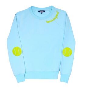 Ame & Lulu Love All Tennis Anyone? Blue Sweatshirt EUC Size Large Retails $118